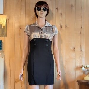 Black Dress with Gold Top+Button Details